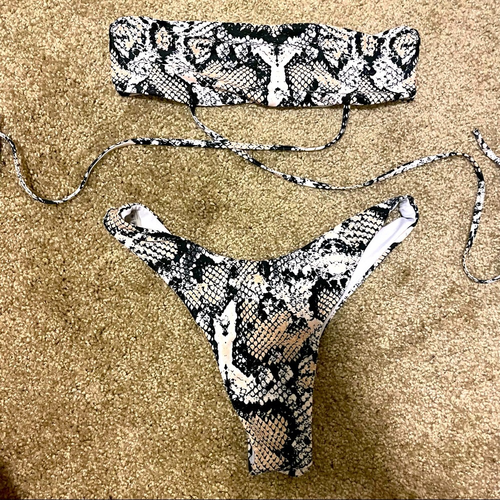 snake skin bathing suit set